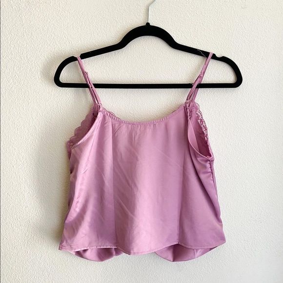 Y2K Lace pink satin cami crop top - Picture 2 of 5